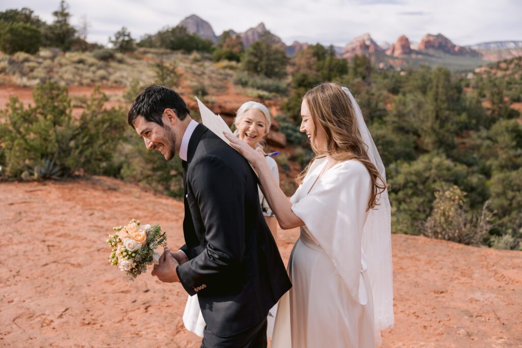 Marriage license signing during a Sedona elopement.